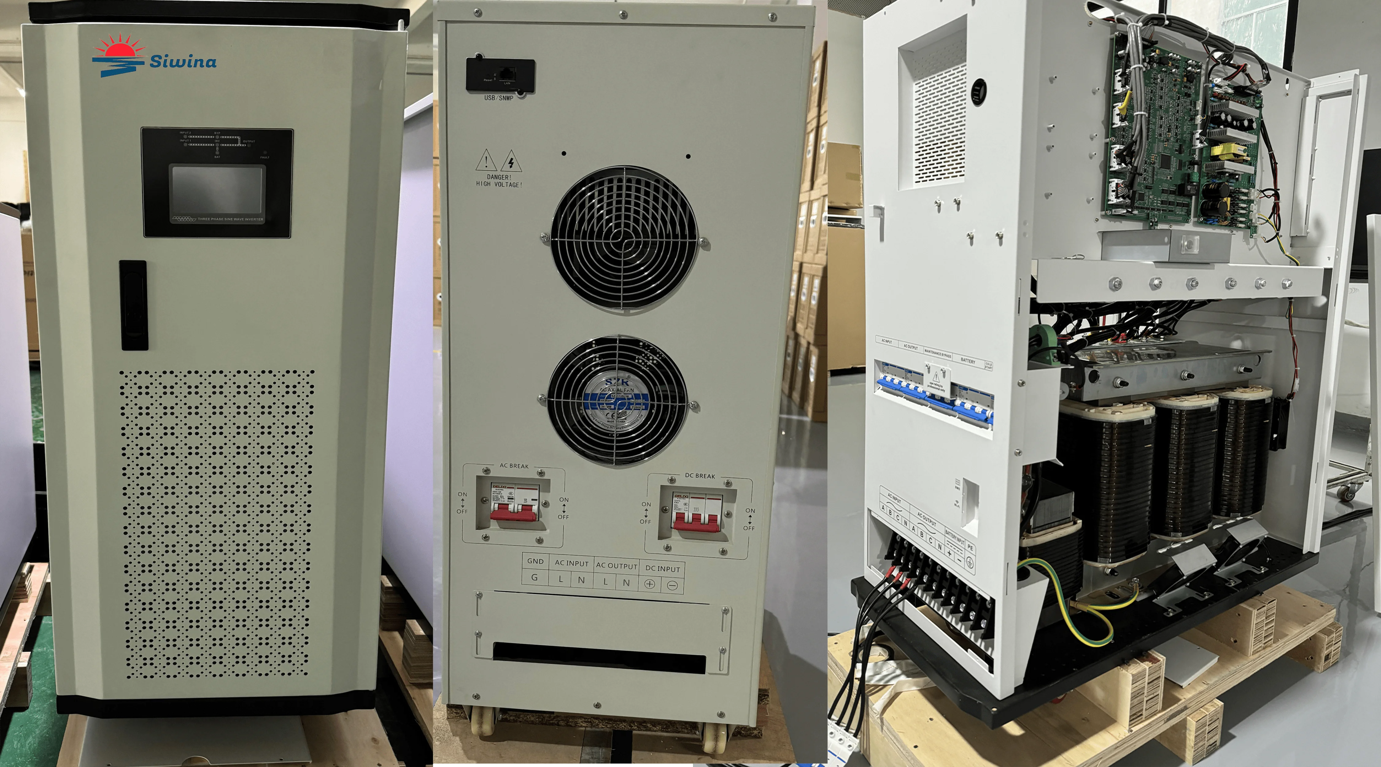 high capacity 3 phase 380vac pure sine wave industrial inverter